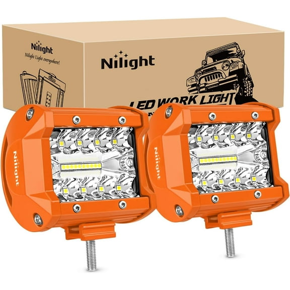 Nilight LED Light Bar 2PC 4Inch 60W Flood Spot Combo Triple Row Driving Lamp Roof Bumper Off Road Work Lights for Van Camper Wagon Car Pickup Golf Cart ATV UTV SUV Truck Boat 4x4