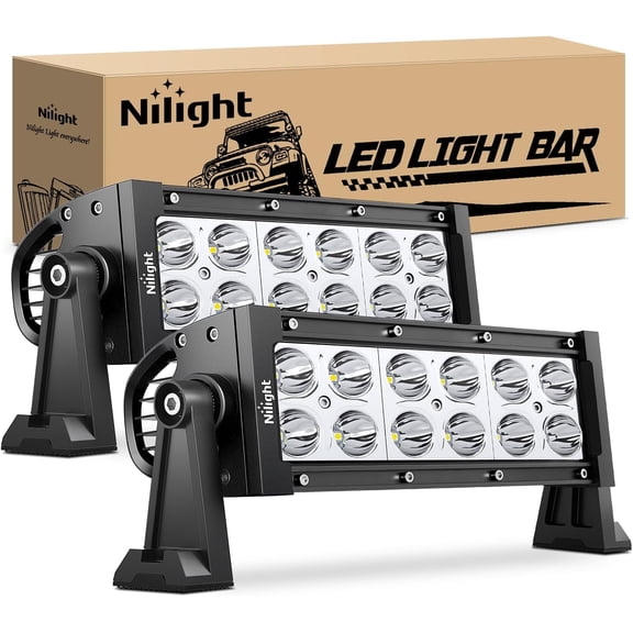 Nilight LED Light Bar 2PC 7Inch 36W Spot LED Work Light Off Road Led Bar 12v Driving Lights Super Bright for Jeep Cabin Boat SUV Truck ATVs,2 Years Warranty