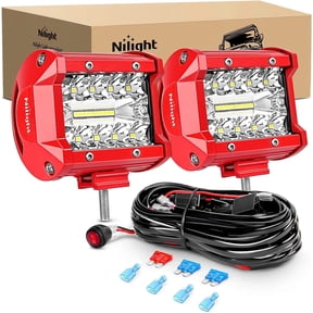 Nilight LED Light Bar 2PCS 60W 4Inch Triple Row Spot Flood Combo Lights w/Wiring Kit for Fog Light Driving Light Work Light on Off-Road Truck SUV ATV UTV, 2 Years Warranty
