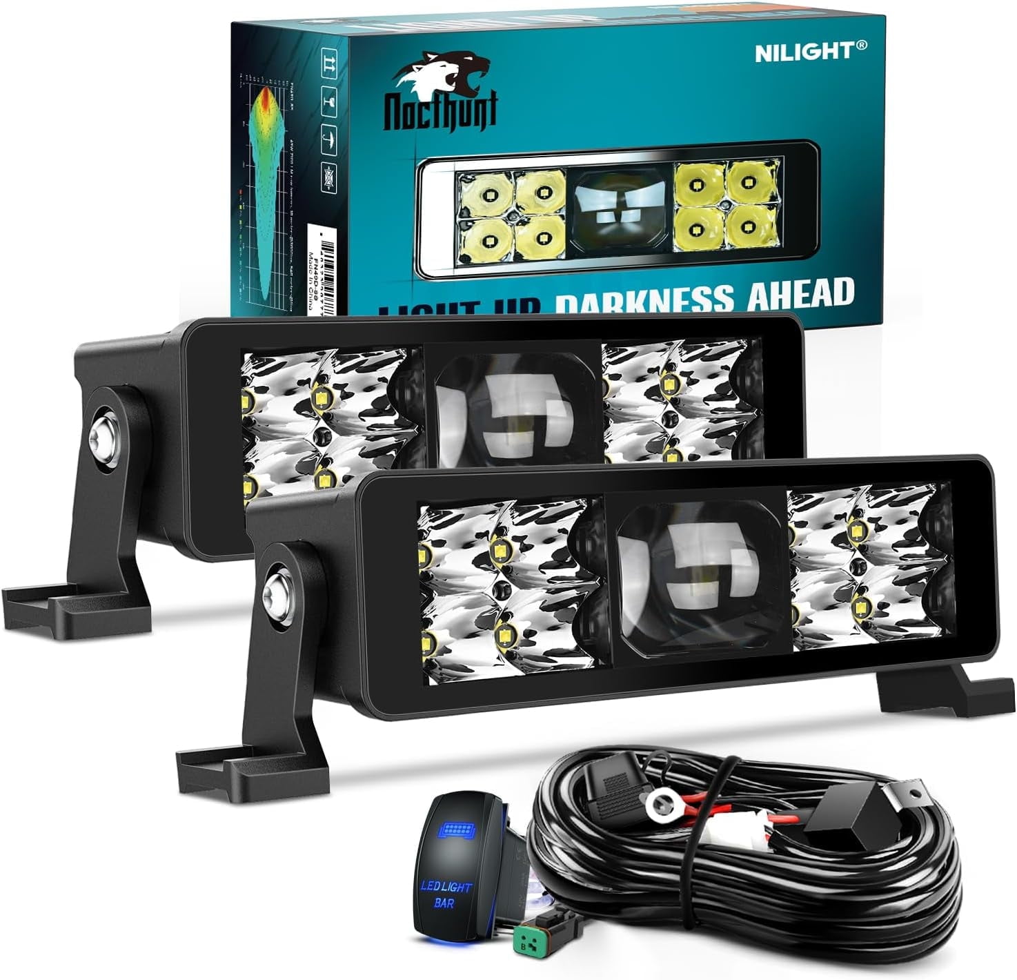 Nilight LED Light Bar 8inch 9LED 2PCS Dual Row Spot LED Fog Light Screw-Less Night Vision Off Nilight LED Light Bar 8inch 9LED 2PCS Dual Row Spot LED Fog Light Screw-Less Night Vision Off