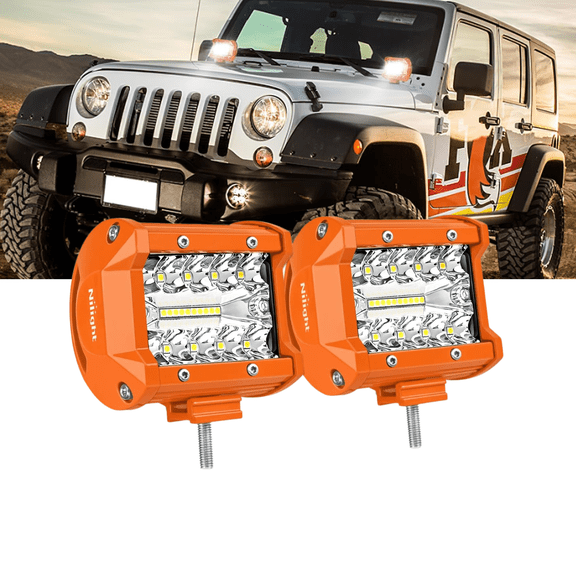 Nilight LED Light Pods 2PCS 4 Inch 60W Triple Row Spot Flood Combo Off Road Driving Work Lights for Truck SUV ATV UTV Boat 12V 24V