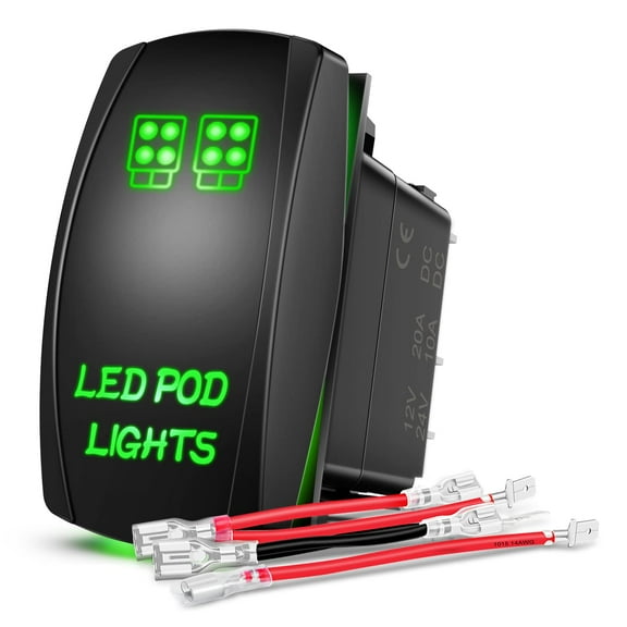 Nilight LED POD Lights Rocker Switch Led Light Bar Switch 5Pin Laser On/Off switches 20A/12V 10A/24V Switch with Jumper Wires Set for Cars,Trucks,RVs,2 Years Warranty