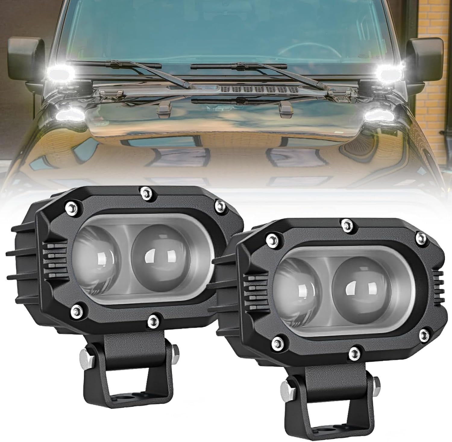 2pcs 7inch 85W LED Driving Light 10200lm IP68 Spot Flood Combo Round Built-in EMC Offroad Lights With 14AWG DT At - View #6