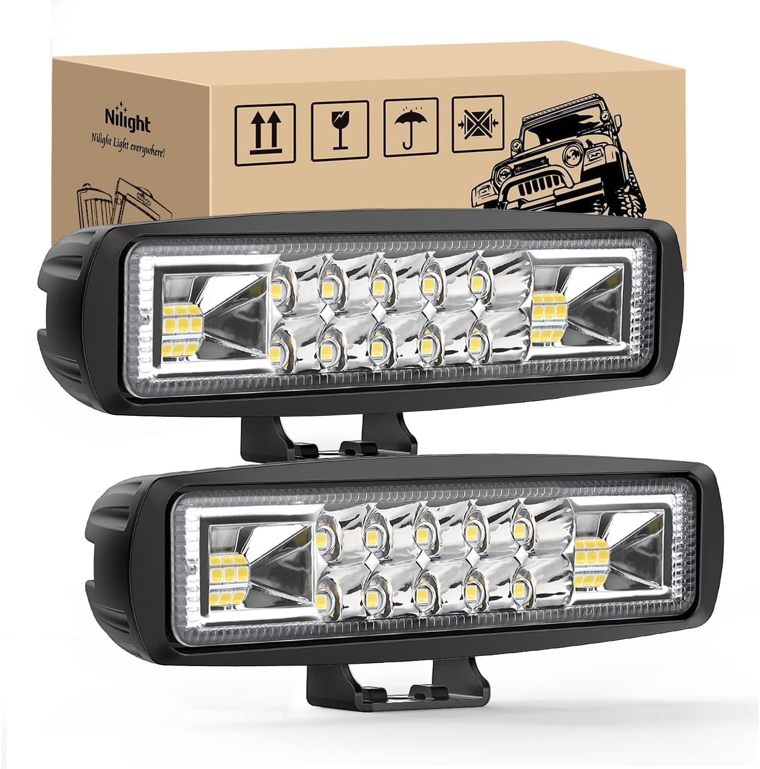 Nilight, LED Pods 6 Inch 60W Flood Spot Combo Light Bar, 2pcs - Walmart.com
