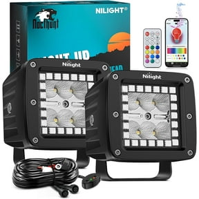 Nilight LED Pods 3 Inch 18W Cube Flood Offroad Work Light with RGB Halo Strip Multi Chasing Flash Strobe Mode APP & Remote Control IP67 Waterproof for Truck Pickup Golf Cart SUV ATV UTV 4x4 Camper