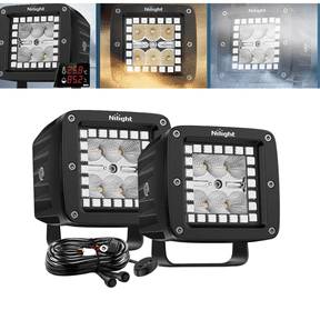 Nilight LED Pods 3 Inch 18W Cube Flood Offroad Work Light with RGB Halo Strip Multi Chasing Flash Strobe Mode APP & Remote Control IP67 Waterproof for Truck Pickup Golf Cart SUV ATV UTV 4x4 Camper