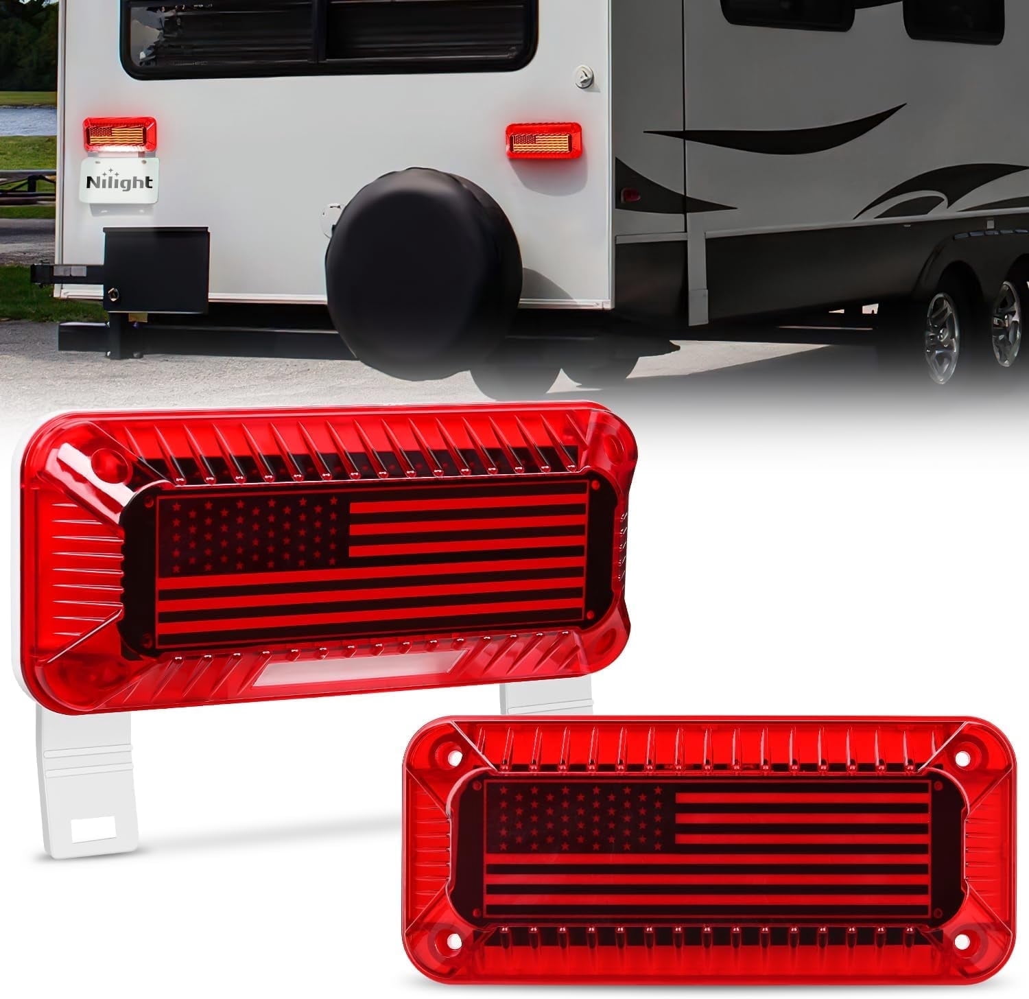 Nilight LED RV Tail Light 2PCS 72 LED Red Running Stop Brake Turn ...