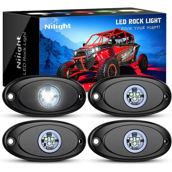 Nilight LED Rock Light 4PCS Underglow Wheel Well Pods Waterproof Exterior Underbody Roof Rack Side Lamps for Car Truck Pickups ATV UTV SUV Motorcycle Boat, White Color