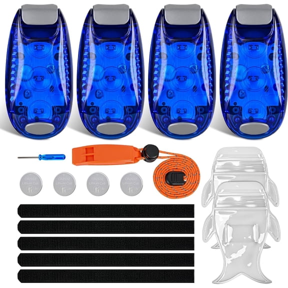 Nilight LED Safety Light 4PCS Blue Marine Navigation Bike Tail Lights Three Modes Waterproof Reflective Gear Clip On Flash Strobe Indicator Lamp for Night Boating Fishing Cycling Jogging