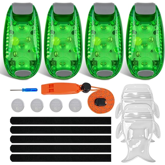 Nilight LED Safety Light 4PCS Green Marine Navigation Bike Tail Lights Three Modes Waterproof Reflective Gear Clip On Flash Strobe Indicator Lamp for Night Boating Fishing Cycling Jogging