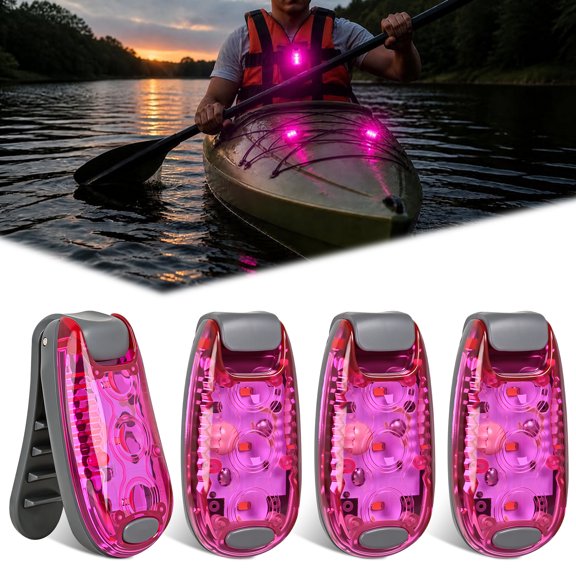 Nilight LED Safety Light 4PCS Pink Marine Navigation Bike Tail Lights Three Modes Waterproof Reflective Gear Clip On Flash Strobe Indicator Lamp for Night Boating Fishing Cycling Jogging