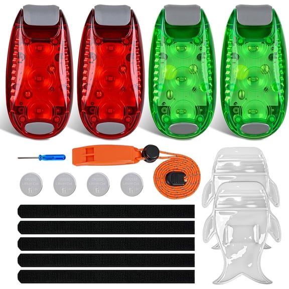 Nilight LED Safety Light 4PCS Red Green Marine Navigation Bike Tail Lights Three Modes Waterproof Reflective Gear Clip On Flash Strobe Indicator Lamp for Night Boating Fishing Cycling Jogging
