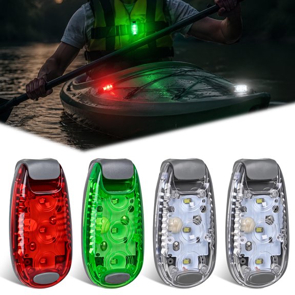 Nilight LED Safety Light 4PCS Red Green White Marine Navigation Bike Tail Lights Three Modes Waterproof Reflective Gear Clip On Flash Strobe Indicator Lamp for Night Boating Fishing Cycling Jogging