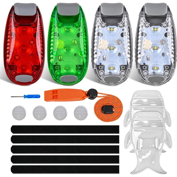 Nilight LED Safety Light 4PCS Red Green White Marine Navigation Bike Tail Lights Three Modes Waterproof Reflective Gear Clip On Flash Strobe Indicator Lamp for Night Boating Fishing Cycling Jogging