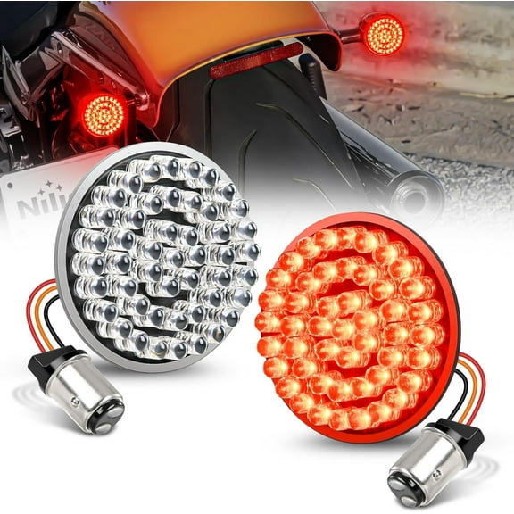 Nilight LED Turn Signal Rear Brake Running Lights 1157 Double Contacts Plug and Play for Harley Davidson Dyna Sportster Touring Street Glide Road Glide Road King Iron 883, 2 Years Warranty