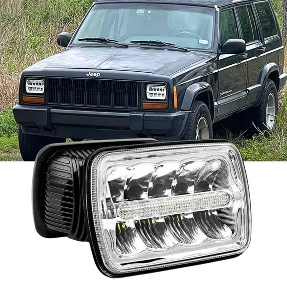 Nilight Led Headlights 7x6 5x7 45W Hi/Lo LED Sealed Beam Headlamp for Jeep Wrangler YJ Cherokee XJ Trucks 4X4 Offroad H6054 6053 6052 5054 Replacement, 2 Years Warranty (7x6 LED Headlights w/DRL)