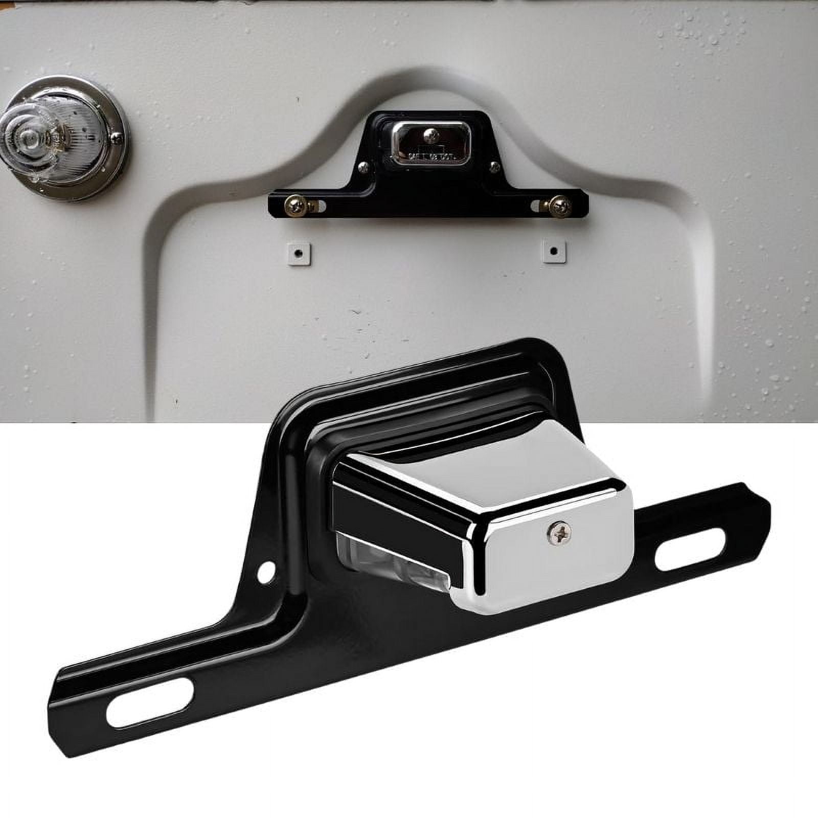 LED License Plate Light Chrome Waterproof 12V DC License Tag Light with Holder Drainage Hole Steel Bracket Mount ABS Housing AS Lens for Trailer Truck Pickup UTV ATV RV Boat DOT Compliant