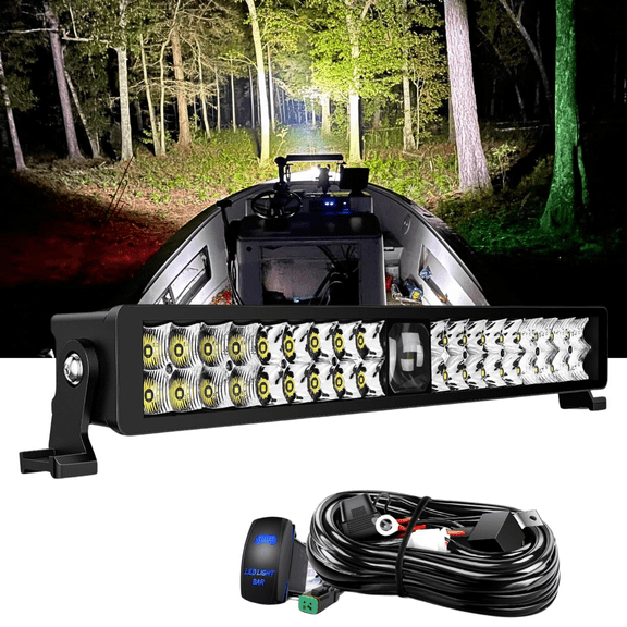 LED Light Bar 22" 37LED 2-Line Spot/Flood Bulb Combo Lamps Screwless Night Vision Off-Road Lamps with 16AWG SwitchCable Set for Headlights on Truck ATV UTV
