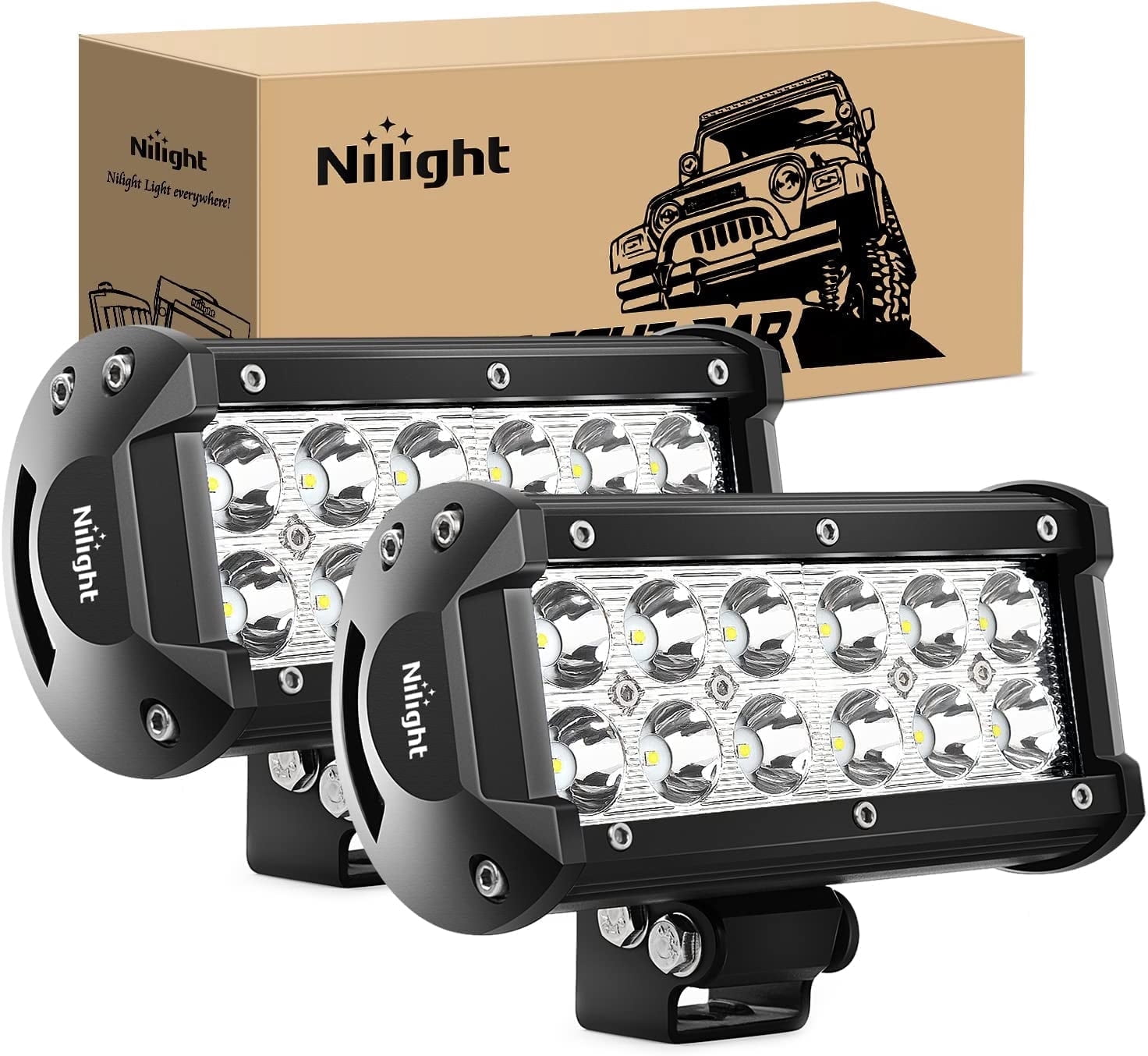 Nilight Led Light Bar 2PCS 36w 6.5Inch Spot Led Off Road Lights Super Bright Driving Fog Light Boat Lights Driving Lights Led Work Light SUV Jeep Lamp