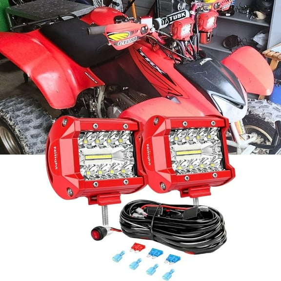 2 Pack 4 Inch Car Light Bar 60W Work Light Driving Fog Off Road Lights Triple Row Waterproof Spot Flood Combo Beam LED Lights with Wiring Kit for Pickup Truck ATV UTV Boat