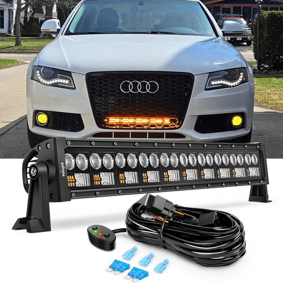 LED Light Bar 22 Inch 150W,Amber White Spot Flood Combo Beam, Driving Off Road Fog Work for Truck Pickup ATV UTV SUV Cart IP68 Waterproof with Wiring Harness Kit