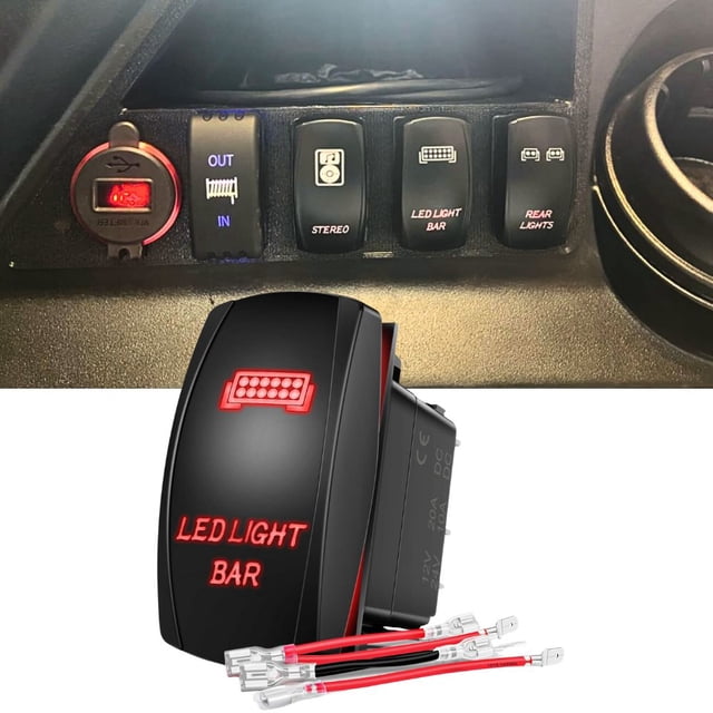 Nilight Led Light Bar Rocker Switch Red 5Pin Laser on/off Led Light 20A ...