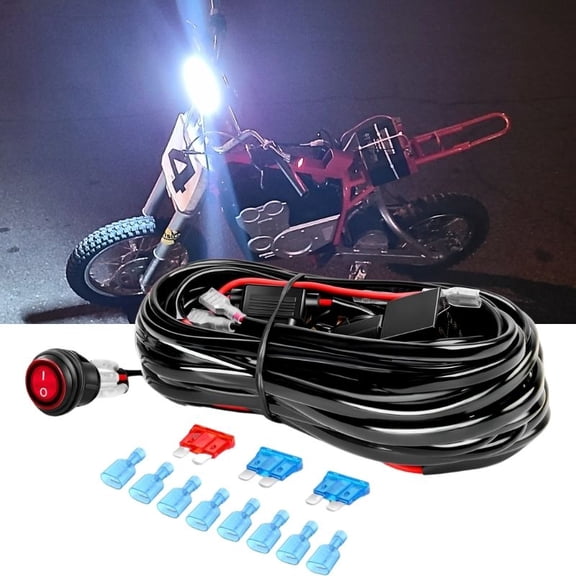Led Light Bar Wiring Harness Kit 4 Lead, Rfroad Lighting LED Light Bar Wiring Harness Kit for Fog Lights Off Road Driving Lights Work Light Relay Fuse Waterproof On/Off for Truck UTV ATV Boat