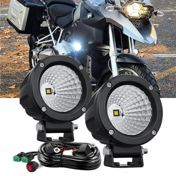 3 Inch LED Pods, 2PCS Flood Round Spot Ditch Lights Offroad Driving Fog LED Work Light Built-in EMC Driving Lights with18AWG DT Wiring Harness Kit for Truck ATV UTV Motorcycle