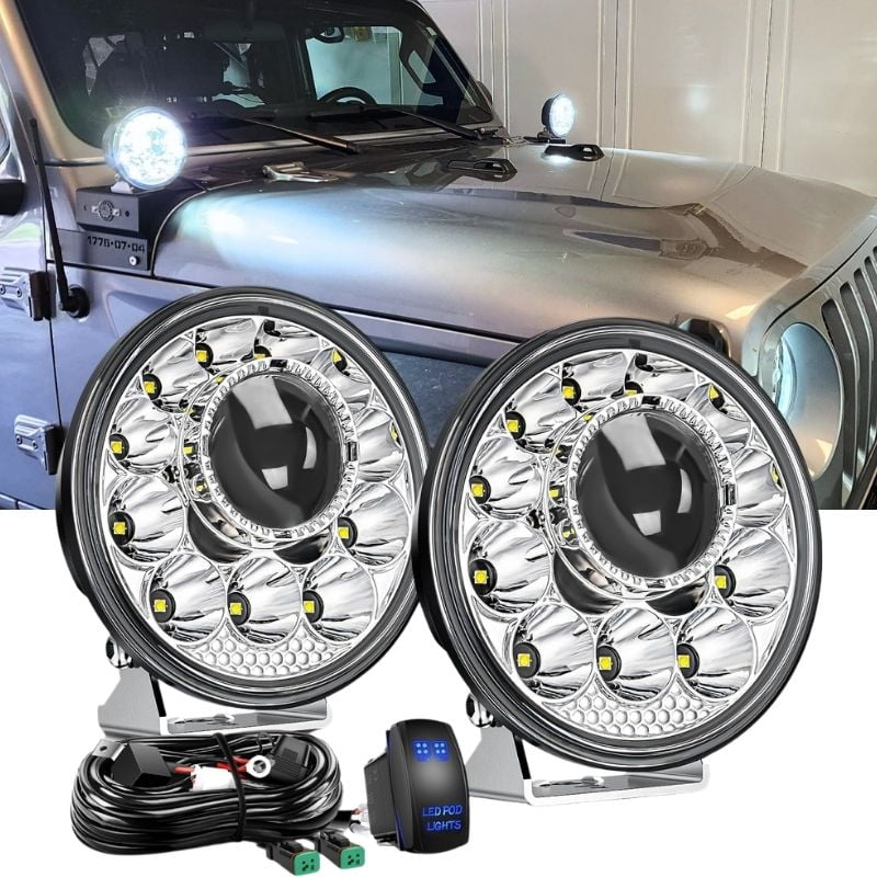 Round LED Light Pods, 5.75 Inch 12 Led Spot Off Road Lights Fog Ditch ...