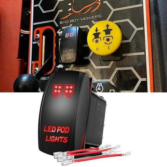 Nilight Led Pod Lights Rocker Switch Red Led Light Bar Switch 5Pin Laser on/off switches 20A/12V 10A/24V Switch with Jumper Wires Set for Cars,Trucks,RVs