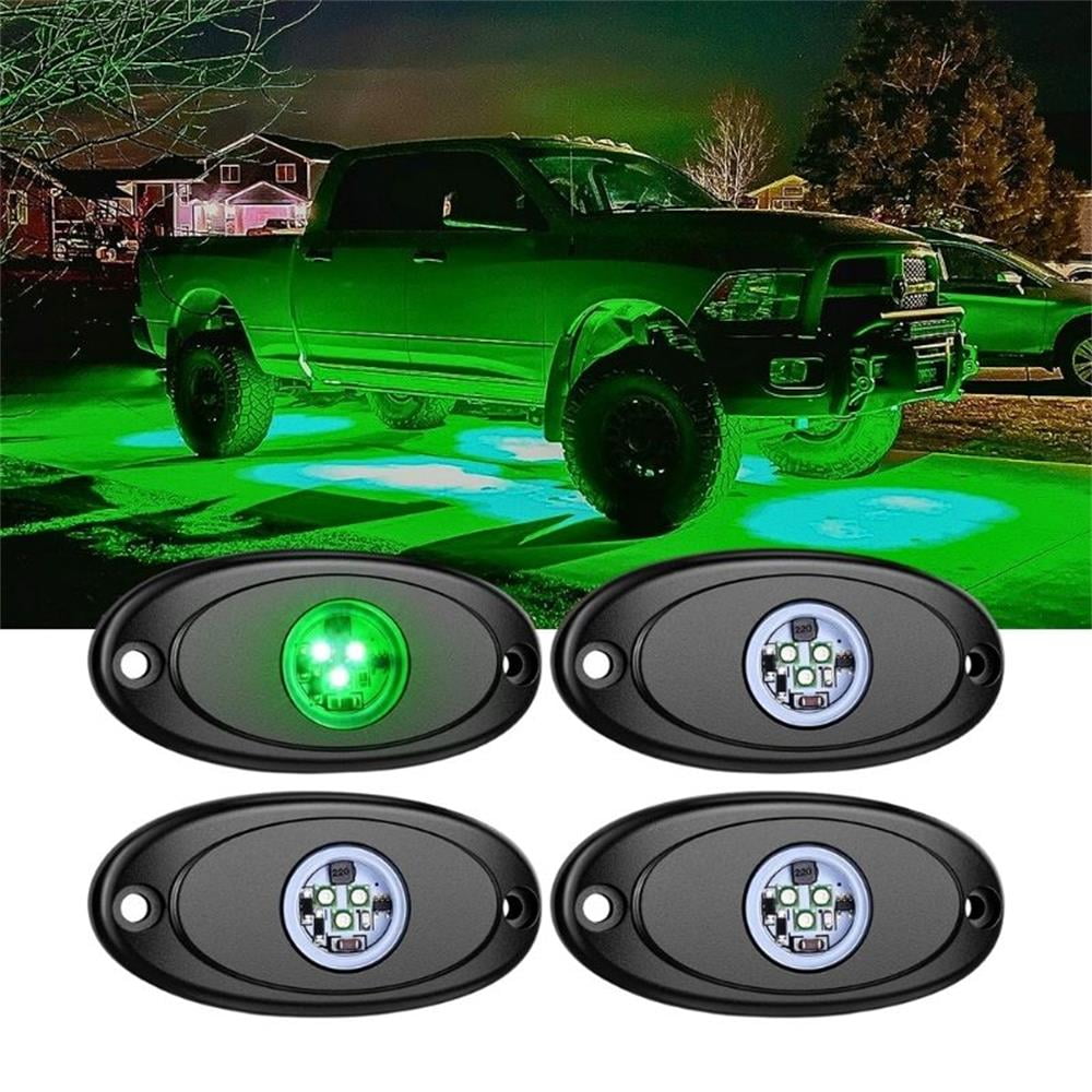 Nilight Led Rock Light 4Pcs Green Light Pods Waterproof Under Body Wheel Well Light Exterior Interior Lights for Car Truck Pickup ATV UTV SUV Boat