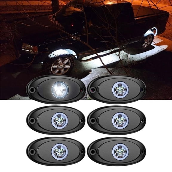 6 Pods White LED Rock Wheel Well Lights Underglow Light for Car Truck ATV UTV SUV Offroad Boat Underbody Neon Glow Trail Rig Lamp