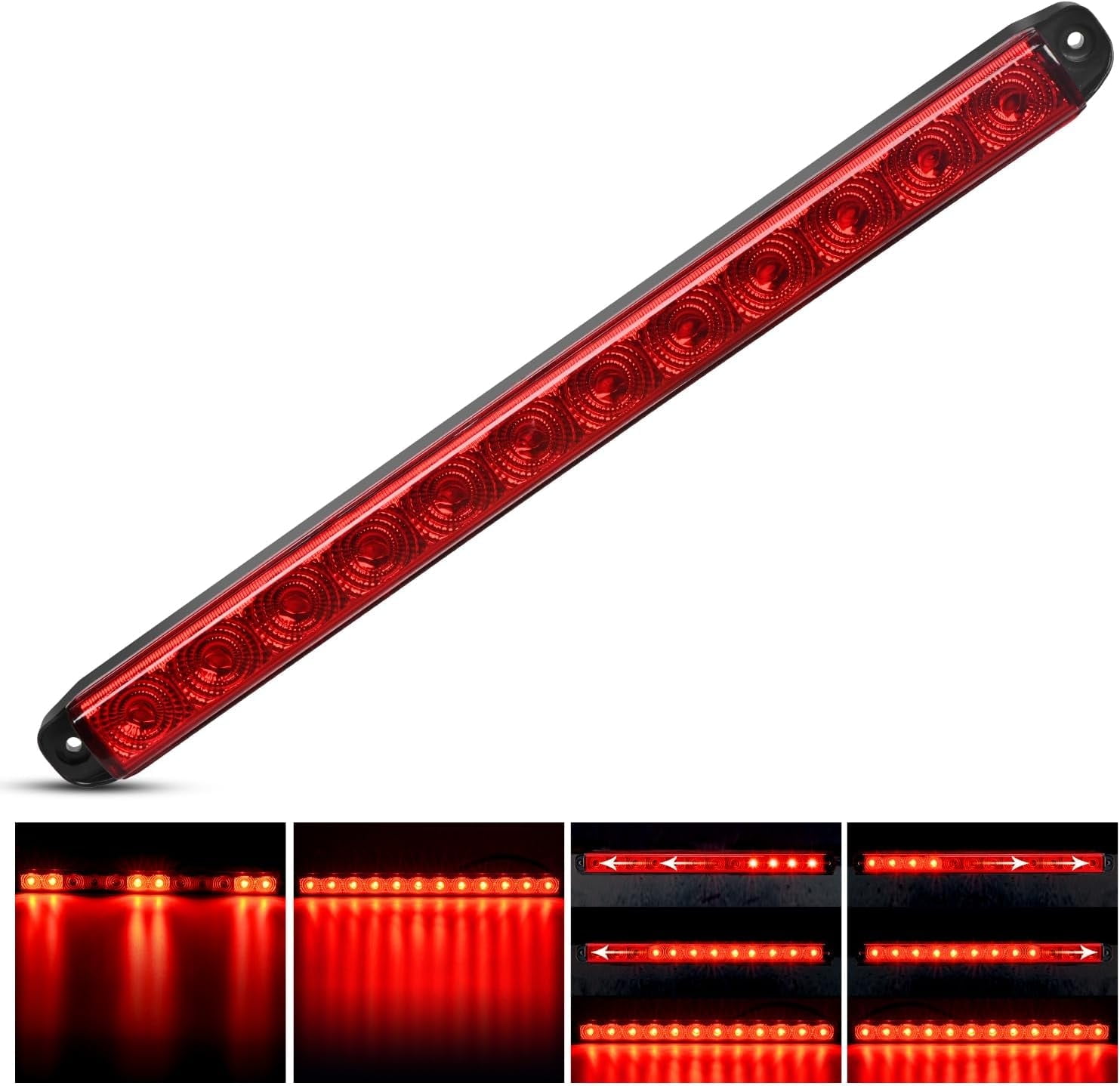 Nilight Led Trailer Light Bar 16Inch 12 Led Red Running Brake Sequential Turn Signals Tail Light Waterproof Rear Maker ID Bar for 12V Trailer Boat Truck RV