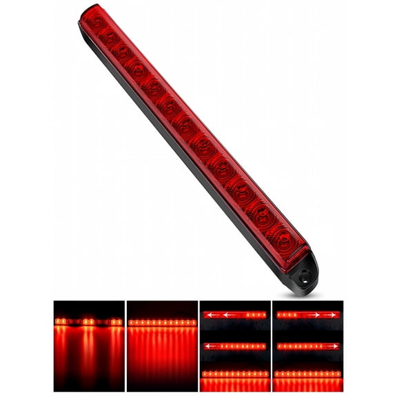 Nilight Led Trailer Light Bar 16Inch 12 Led Red Running Brake Sequential Turn Signals Tail Light Waterproof Rear Maker ID Bar for 12V Trailer Boat Truck RV