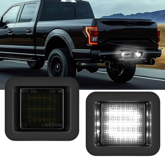 Nilight 2Pcs License Plate Lights Compatible with 2015 2016 2017 2018 2019 2020 Ford F150 Raptor Smoke Lens Black Housing 6000K White