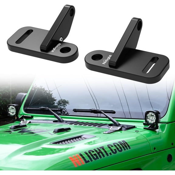 Nilight Light Mounting Bracket Hood Cowl Mount Brackets for Front A-Pillar Auxiliary Offroad LED Work Pods Lights on Jeep Wrangler JL JLU Gladiator JT 2018 2019 2020 2021 2022 2023 2024 2025, Black
