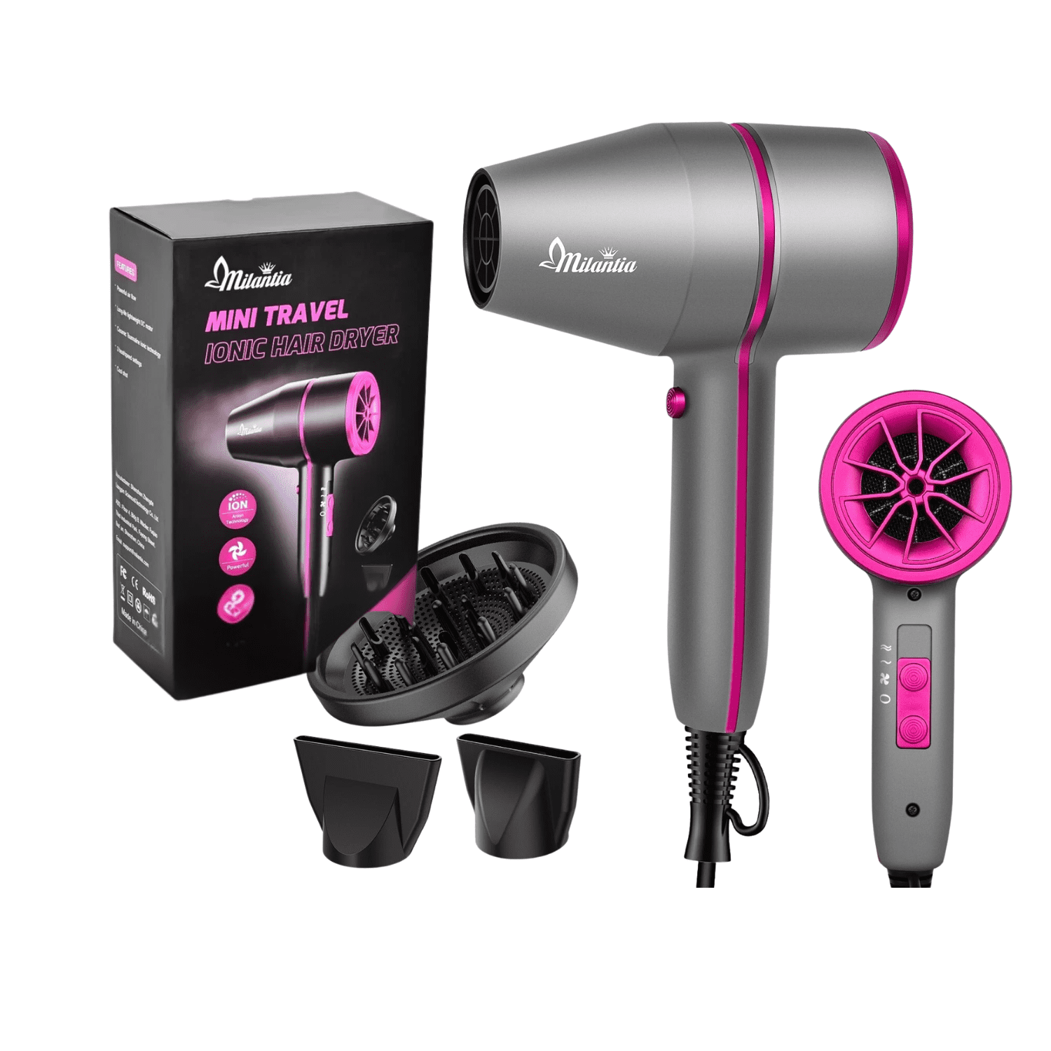 Nilight MINI TRAVEL IONIC HAIR DRYER ph 3800 US Standard Mini Hammer Hair Dryer
