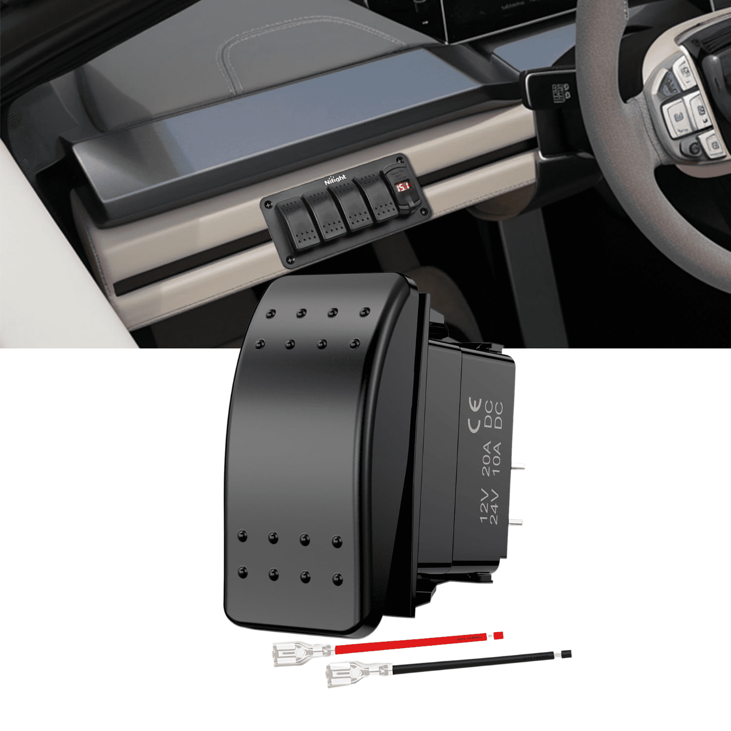 Nilight Marine 2 Pin Rocker Switch SPST On-Off 20A 12V/10A 24V ...