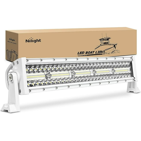 Nilight Marine LED Light Bar Navigation Lights 22Inch White Spot Flood Combo Ponton Boat Deck Dock Lights for Night Fishing T-top Stern Yacht Port Sailboat Trucks Tractors, 2 Years Warranty