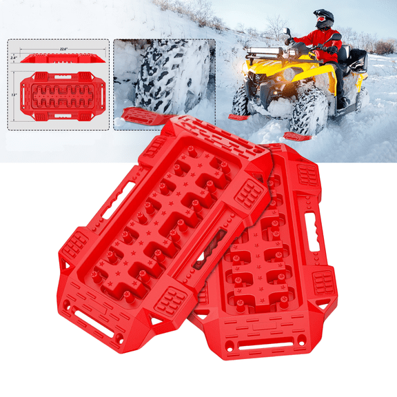 Nilight Mini Short Offroad Recovery Traction Boards Tire Tracks Mats for 4WD 4X4 ATV UTV Mud Sand Snow Use (2PCS Red)