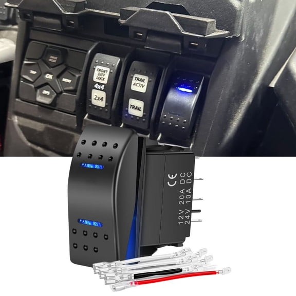 Nilight DPDT Rocker Switch 12V 24V Toggle ON Off for Winch, Pump, Car, Truck, Caravan, Boat