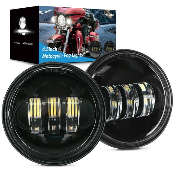Nilight Motorcycle 2PCS 4.5 Inch LED Fog Lights Passing Auxiliary Light DOT Compatible with Harley Davidson Electra Street Glide Heritage Softail Classic Road King