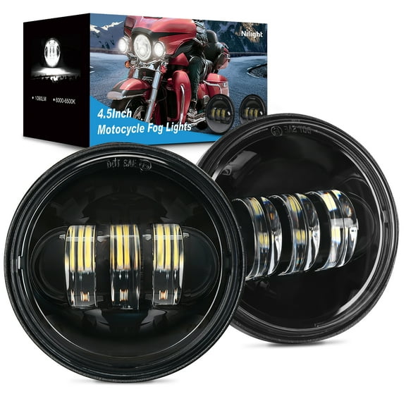 Nilight Motorcycle 2PCS 4.5 Inch LED Fog Lights Passing Auxiliary Light DOT Compatible with Harley Davidson Electra Street Glide Heritage Softail Classic Road King
