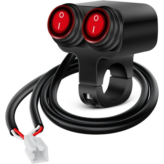 Nilight Motorcycle 7/8" (22mm) Handlebar Switch Plug and Play 12V Waterproof On Off Push Button Dual Control for ATV UTV Driving Light Bar