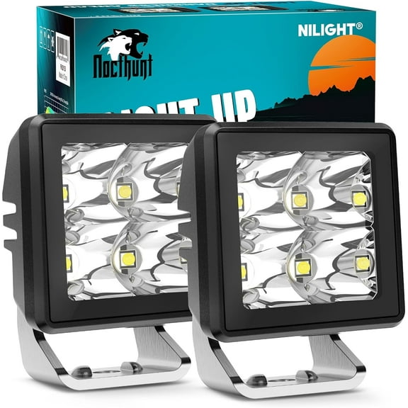 Nilight Motorcycle Led Pods 2PCS 2inch Led Light Bar 20W Spot Beam Square Mini Driving Work Lights Built-in EMC Offroad Lights Side Light Ditch Lights for Tractor Truck Motorbike Boat ATV