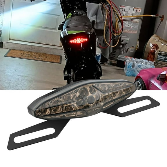 Universal Motorcycle Red Tail Lights Led Brake Light, ATV Dirt Bike Taillight with License Plate Bracket Compatible with Honda Yamaha Suzuki Quad