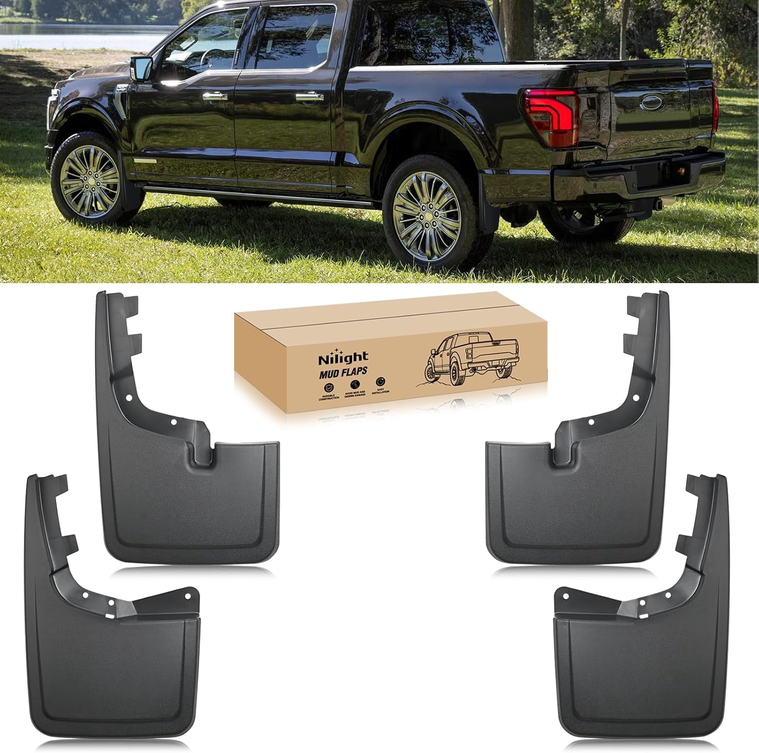 Nilight Mud Flaps for Ford F150 2021 2022 2023 2024 2025, No Drilling Precision Fit Exterior Accessories Heavy-Duty Splash Guards Protection, Front & Rear Set