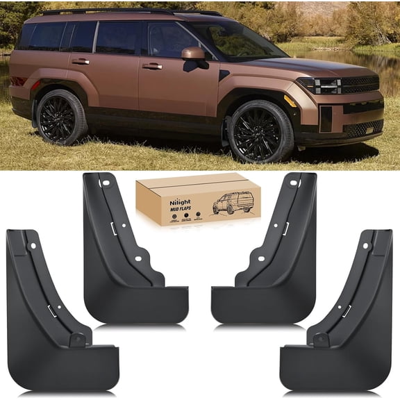 Nilight Mud Flaps for Hyundai Santa Fe 2024 2025, No Drilling Precision Fit Exterior Accessories Heavy-Duty Splash Guards Protection, Front & Rear Set