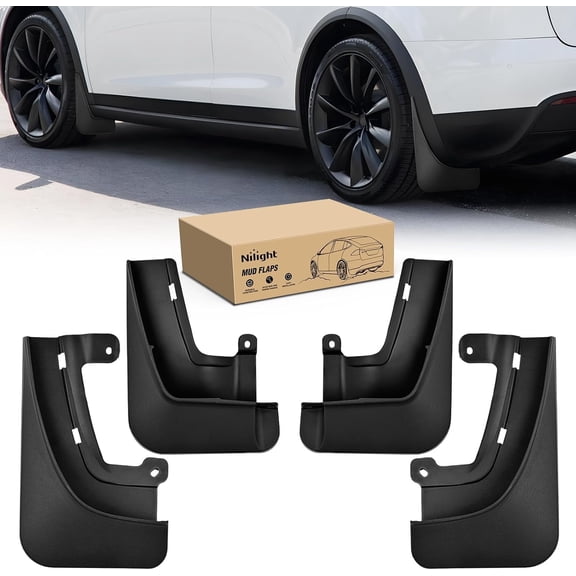 Nilight Mud Flaps for Tesla Model X 2022 2023 2024 2025, No Drilling Precision Fit Exterior Accessories Heavy-Duty Splash Guards Protection, Front & Rear Set