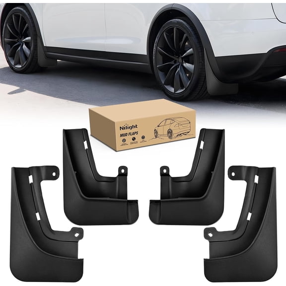 Nilight Mud Flaps for Tesla Model X 2022 2023 2024 2025, No Drilling Precision Fit Exterior Accessories Heavy-Duty Splash Guards Protection, Front & Rear Set